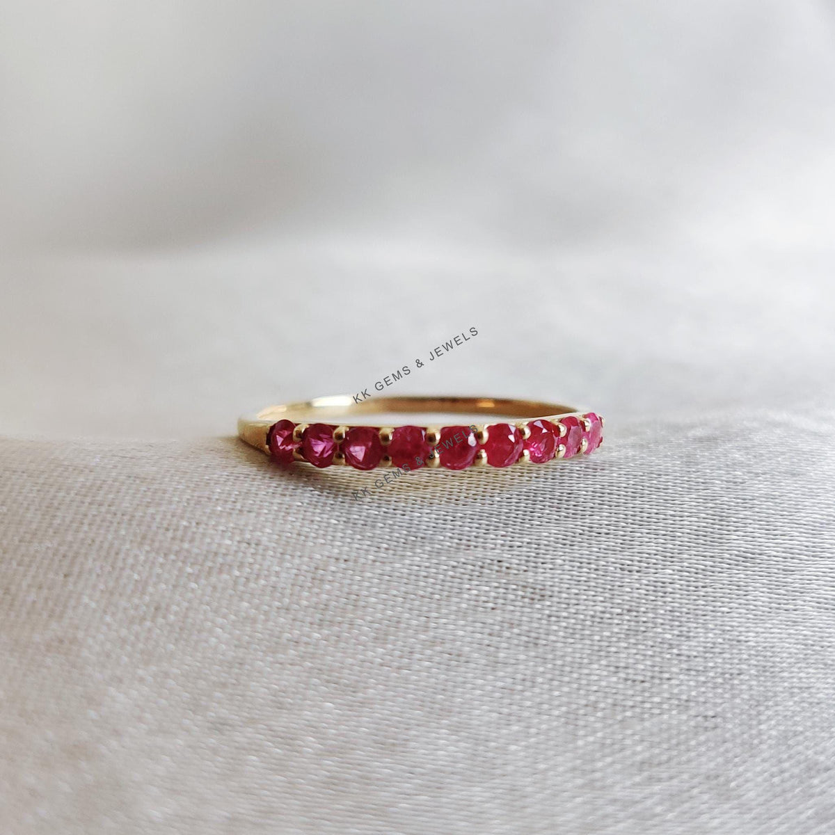 Dainty Natural Ruby Ring, 14K Solid Yellow Gold July Birthstone
