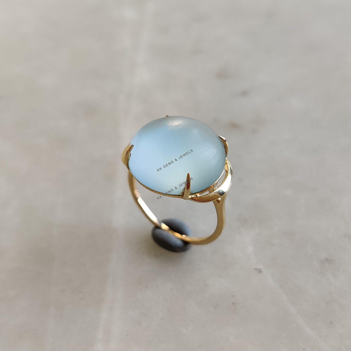 Natural Frosted Sky Blue Topaz Ring, 14K Solid Yellow Gold Sky Blue Topaz Ring, December Birthstone, Christmas Gift, Blue Topaz Jewelry