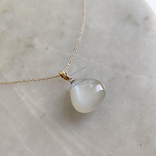 14K Solid Yellow Gold Natural White Moonstone Pendant - June Birthstone