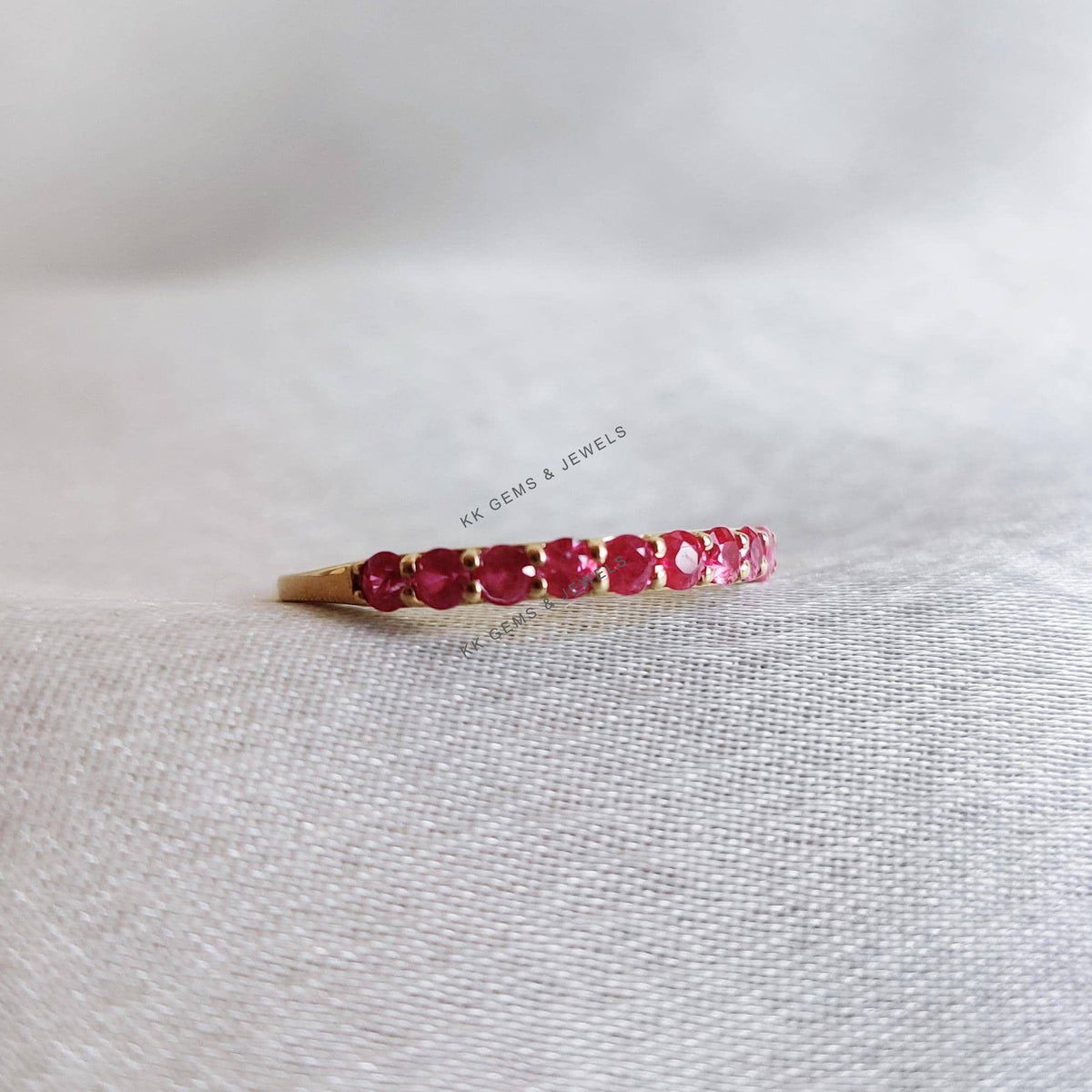 Dainty Natural Ruby Ring, 14K Solid Yellow Gold July Birthstone