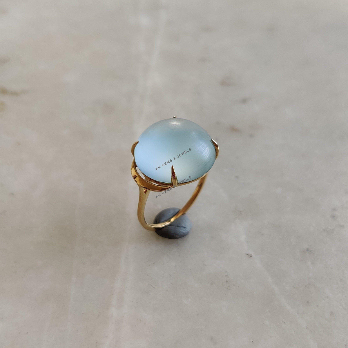 Natural Frosted Sky Blue Topaz Ring, 14K Solid Yellow Gold Sky Blue Topaz Ring, December Birthstone, Christmas Gift, Blue Topaz Jewelry