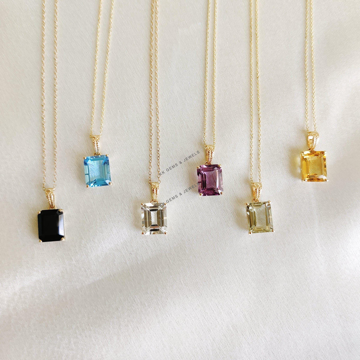 Natural Black Onyx Pendant, 14K Solid Yellow Gold, December Birthstone
