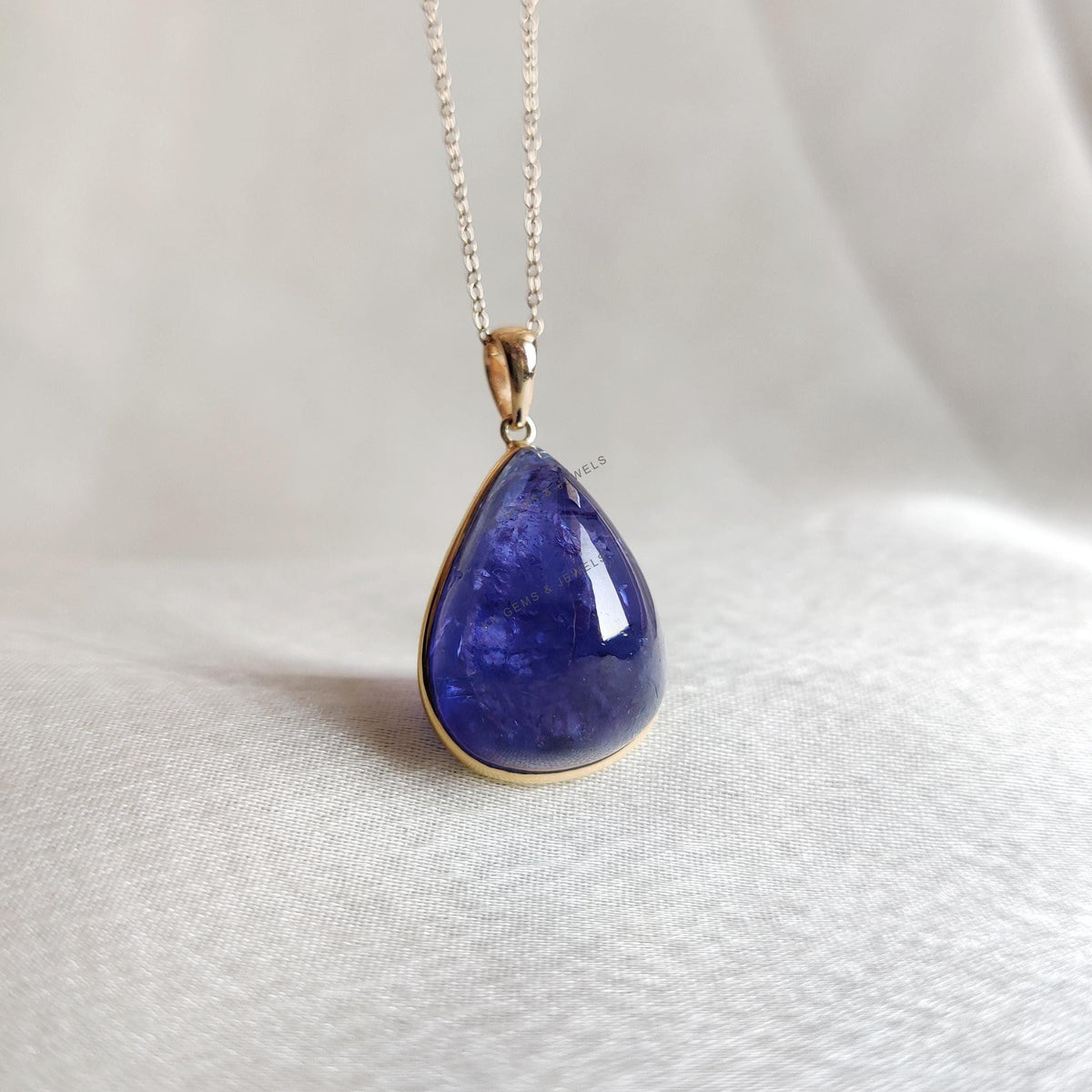 Natural Pear Tanzanite Pendant, 14K Solid Yellow Gold Bezel Pendant, December Birthstone