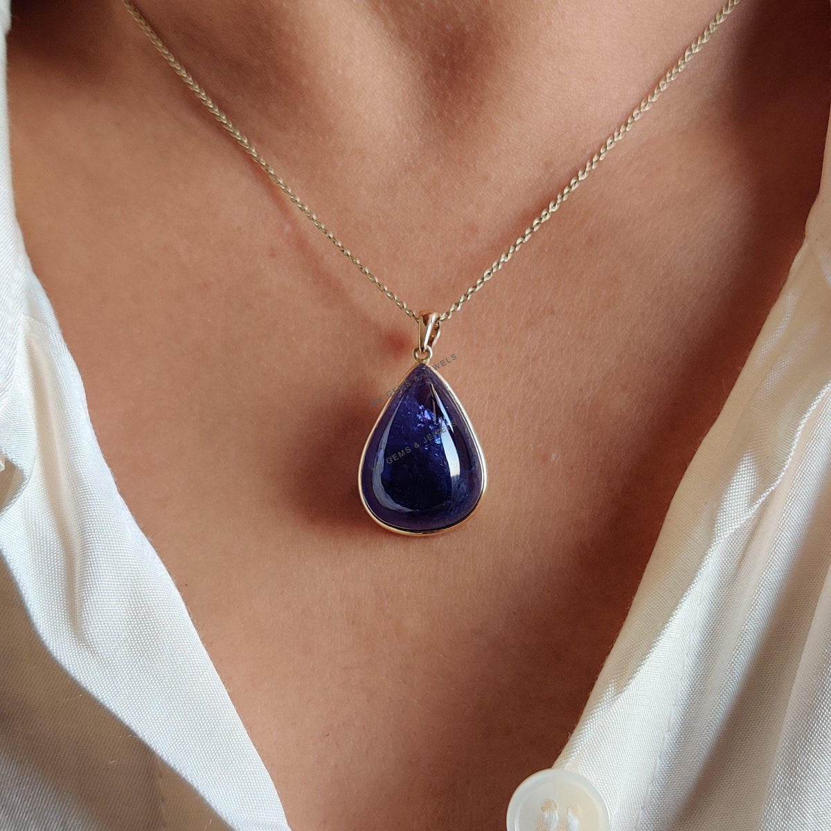 Natural Pear Tanzanite Pendant, 14K Solid Yellow Gold Bezel Pendant, December Birthstone