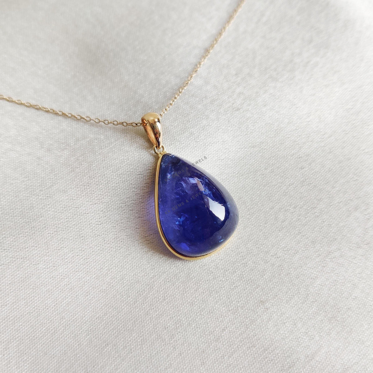 Natural Pear Tanzanite Pendant, 14K Solid Yellow Gold Bezel Pendant, December Birthstone