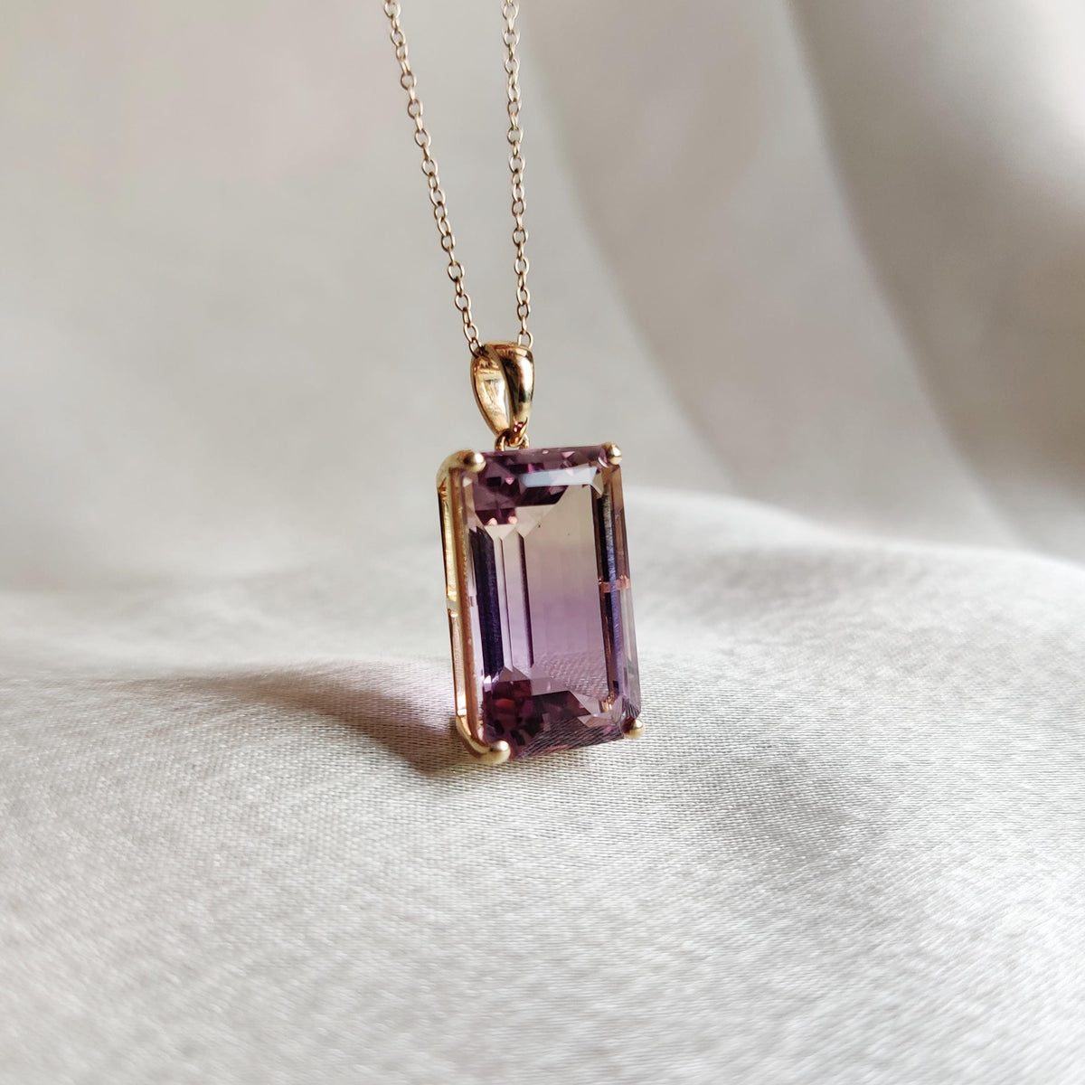 Natural Ametrine Pendant, 14K Solid Yellow Gold, February November Birthstone