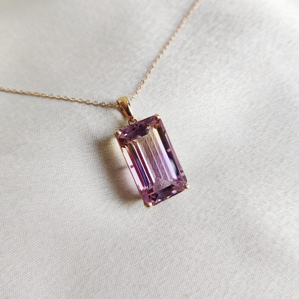 Natural Ametrine Pendant, 14K Solid Yellow Gold, February November Birthstone