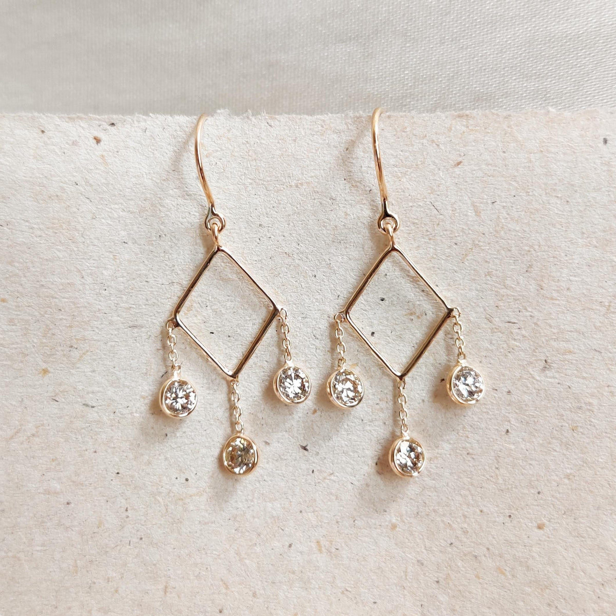 Natural Diamond 14K Solid Yellow Gold Earrings, April Birthstone Earrings, Christmas Present,