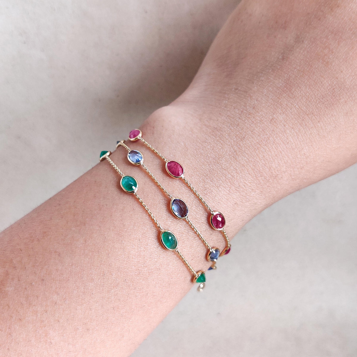 Natural Ruby 14K Solid Yellow Gold Bracelet, July Birthstone , Christmas Present, Bezel Set Bracelet