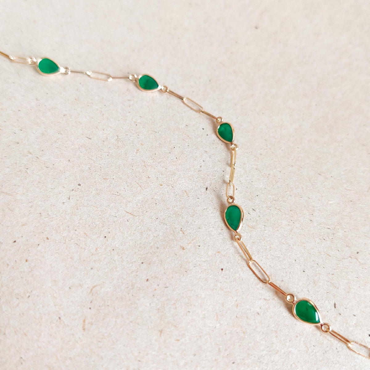 Natural Emerald 14K Solid Yellow Gold Bracelet, May Birthstone, Christmas Present, Bezel Set Bracelet,