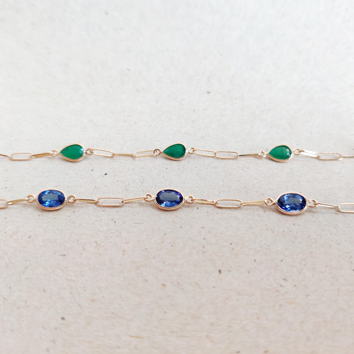 Natural Emerald 14K Solid Yellow Gold Bracelet, May Birthstone, Christmas Present, Bezel Set Bracelet,