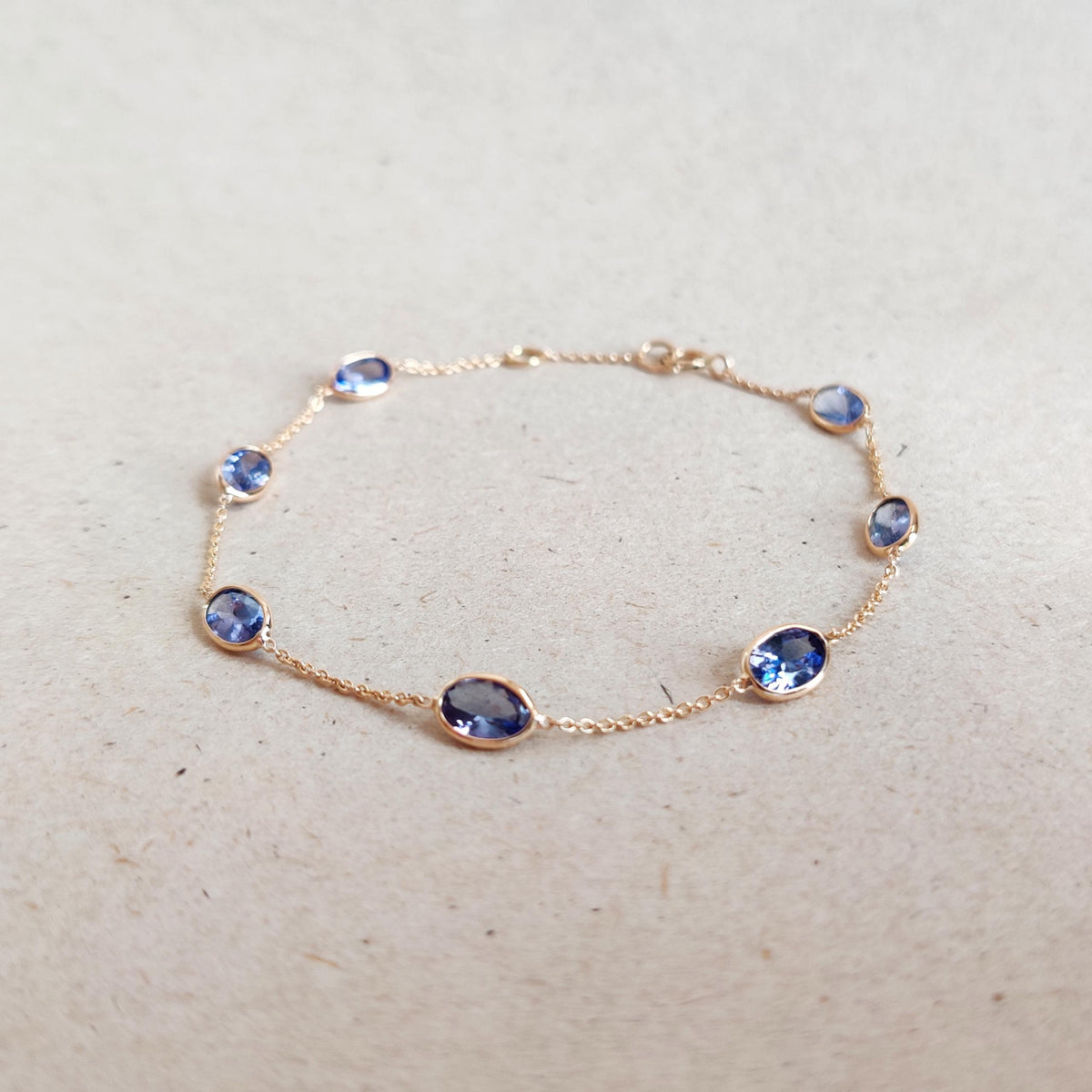 Natural Tanzanite 14K Solid Yellow Gold Bracelet, December Birthstone , Christmas Present