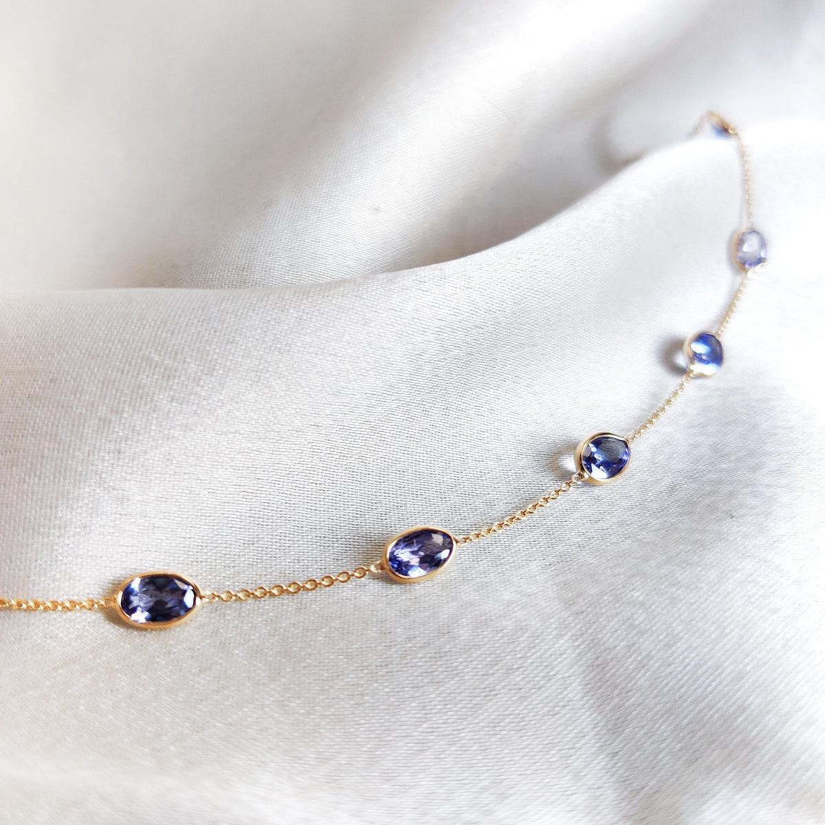 Natural Tanzanite 14K Solid Yellow Gold Bracelet, December Birthstone , Christmas Present
