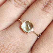 Natural Green Tourmaline 18K Solid Gold Chain Ring, October Birthstone, Christmas Present