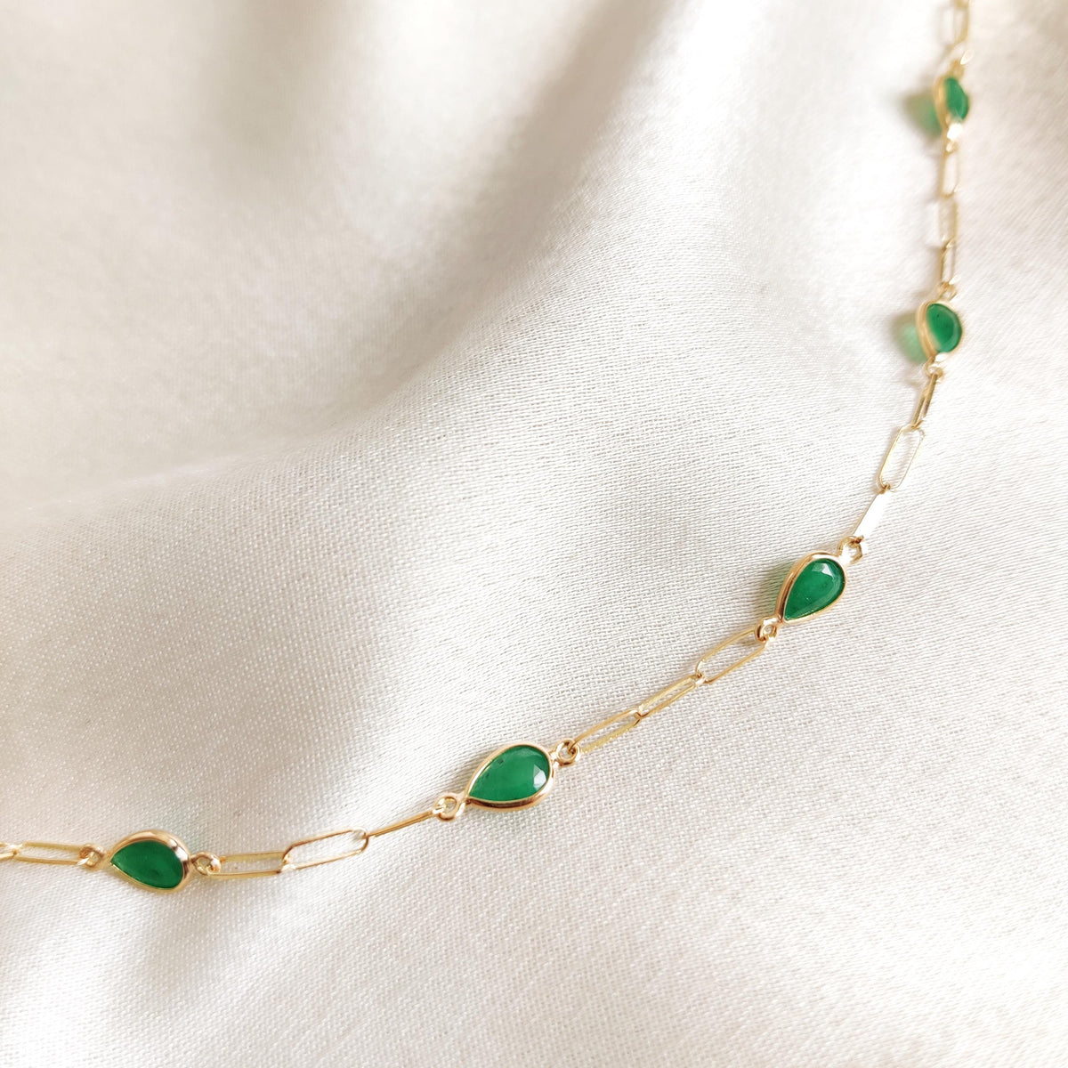 Natural Emerald 14K Solid Yellow Gold Bracelet, May Birthstone, Christmas Present, Bezel Set Bracelet,