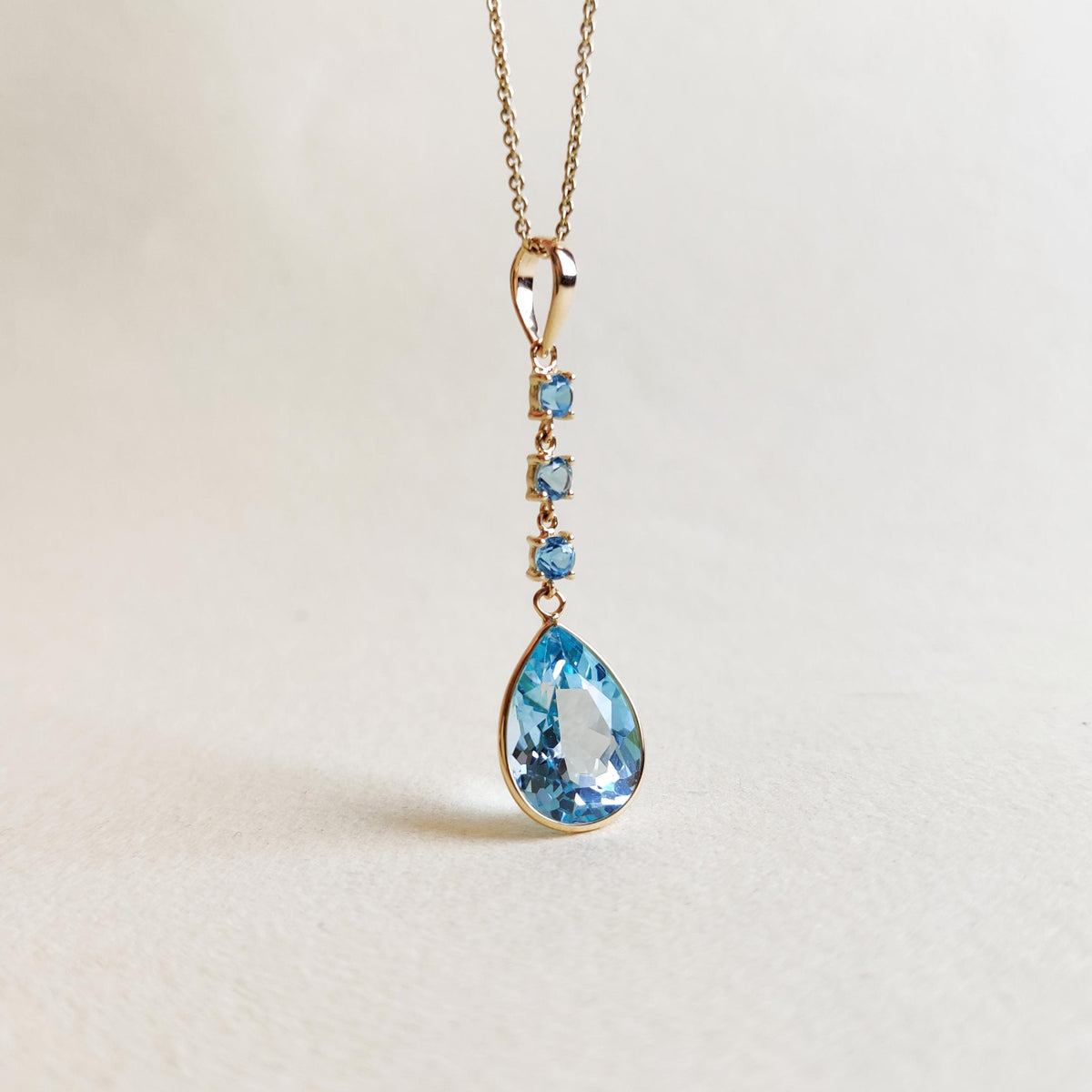 Natural Sky Blue Topaz Pendant, 14K Solid Yellow Gold Pendant, December Birthstone Pendant, Christmas Present, Natural Blue Topaz Jewelry