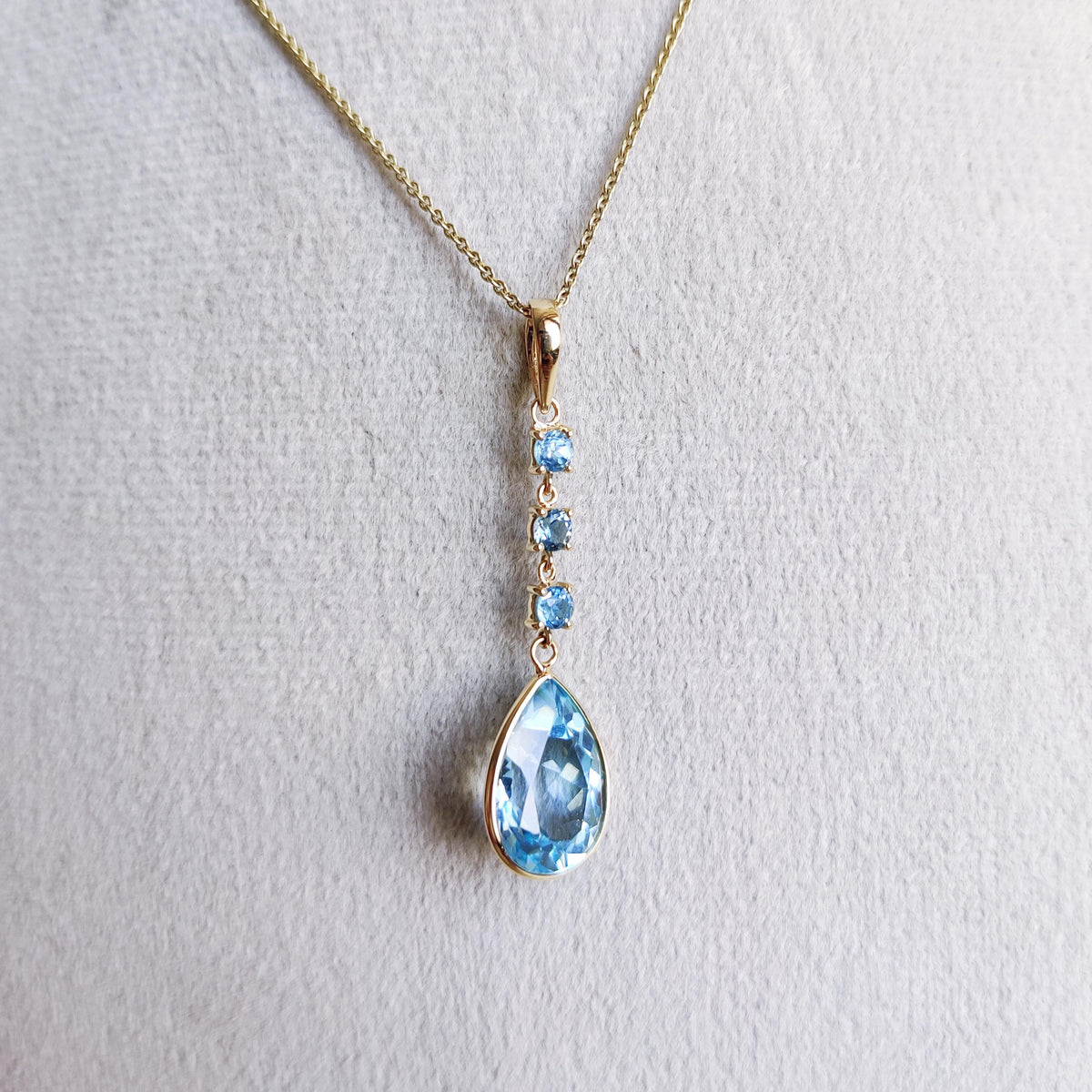 Natural Sky Blue Topaz Pendant, 14K Solid Yellow Gold Pendant, December Birthstone Pendant, Christmas Present, Natural Blue Topaz Jewelry