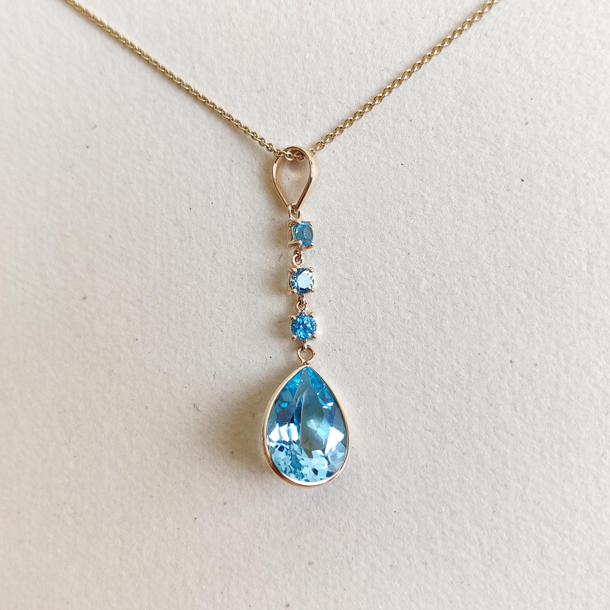 Natural Sky Blue Topaz Pendant, 14K Solid Yellow Gold Pendant, December Birthstone Pendant, Christmas Present, Natural Blue Topaz Jewelry