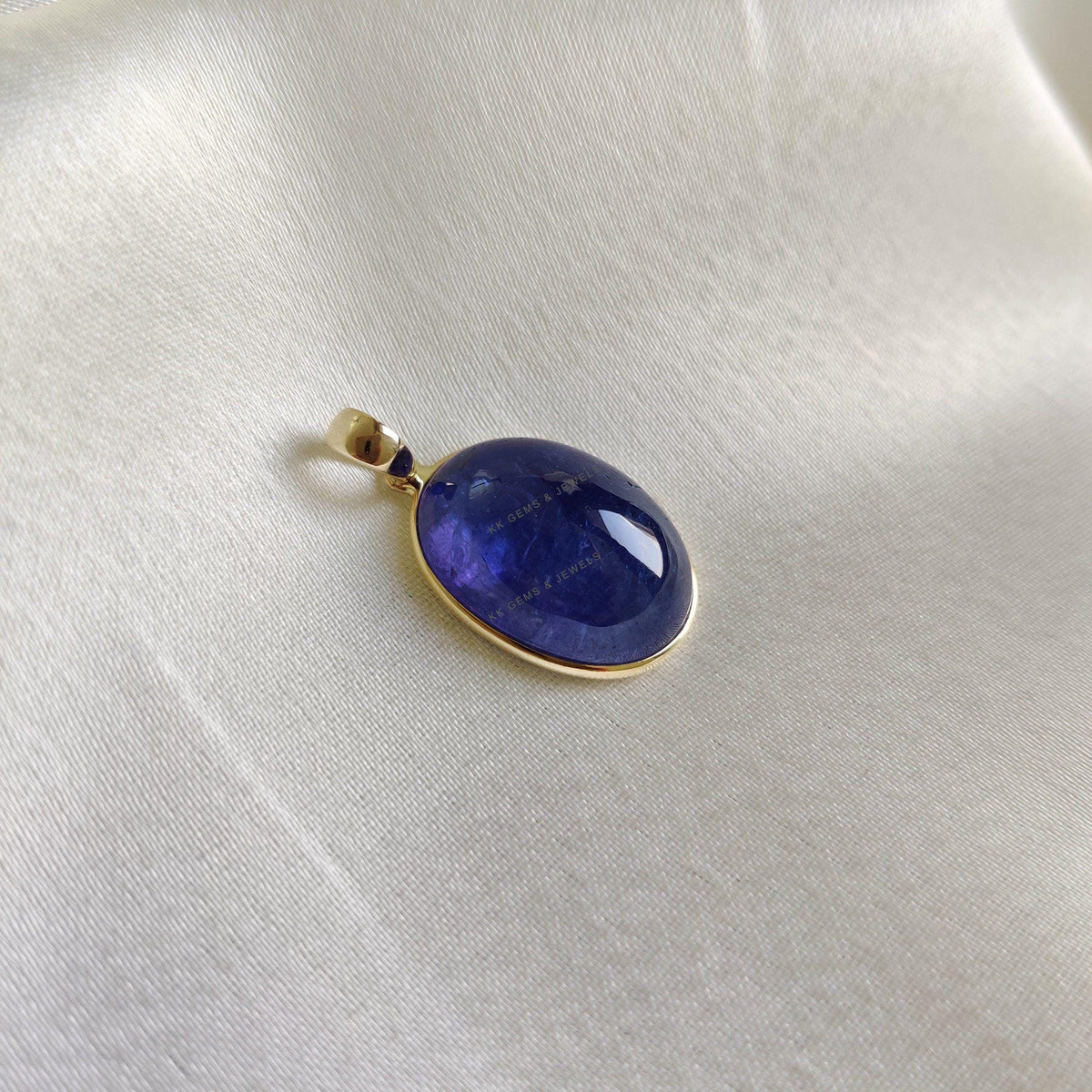 Natural Oval Tanzanite Pendant, 14K Solid Yellow Gold Bezel Pendant, December Birthstone, Christmas Present