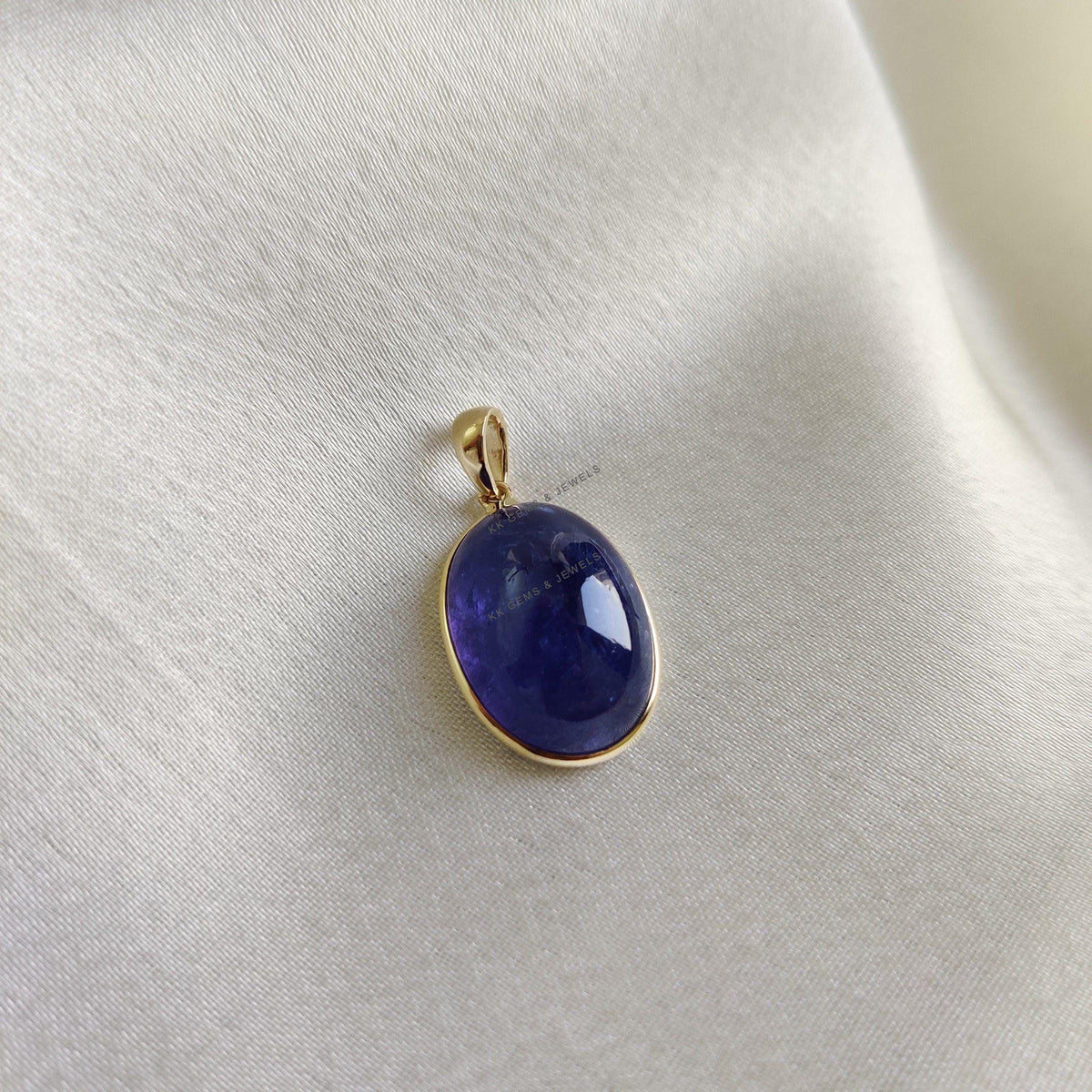 Natural Oval Tanzanite Pendant, 14K Solid Yellow Gold Bezel Pendant, December Birthstone, Christmas Present