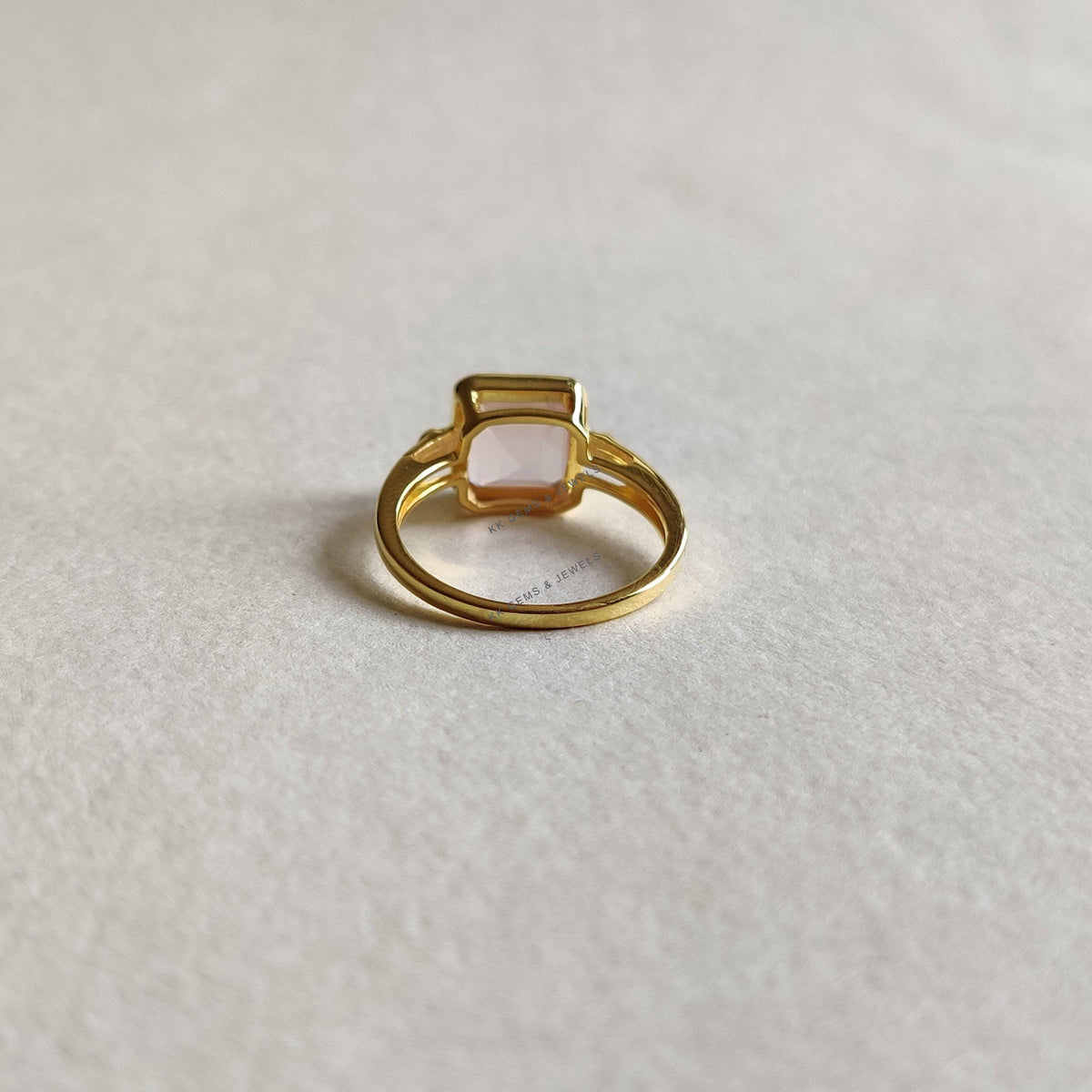 Natural Rose Quartz Ring, 14K Solid Yellow Gold Ring, January Birthstone, Christmas Present