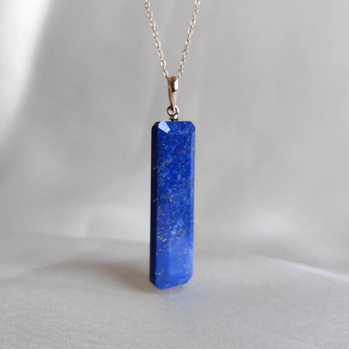 14K Solid Yellow Gold Natural Lapis Lazuli Pendant, September Birthstone, Christmas Present