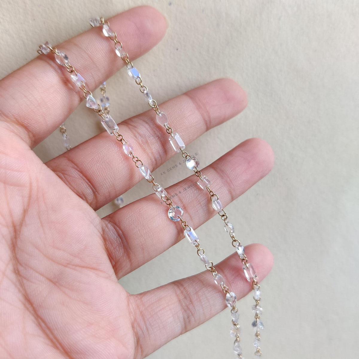 14K Solid Yellow Gold Natural Rainbow Moonstone Drill Necklace, Wedding Present, June Birthstone, Moonstone Jewelry