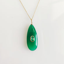 Natural Green Onyx & Aquamarine Pendant, 14K Solid Yellow Gold Pendant, March May Birthstone Pendant, Christmas Present