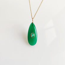 Natural Green Onyx & Aquamarine Pendant, 14K Solid Yellow Gold Pendant, March May Birthstone Pendant, Christmas Present