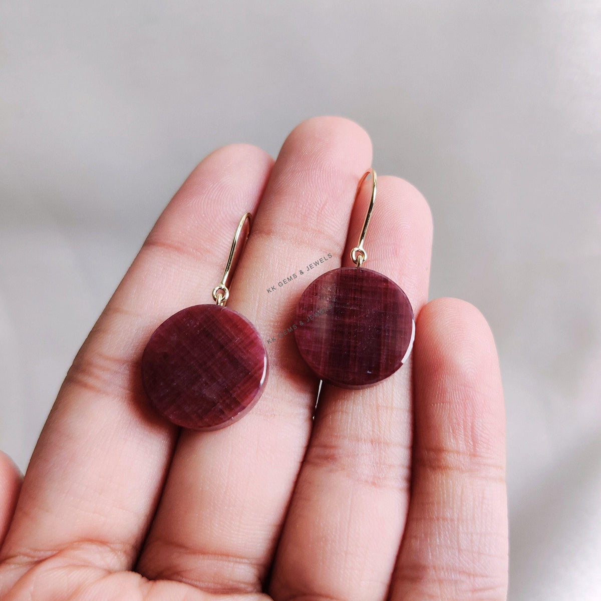 Natural Ruby Earrings, 14K Solid Yellow Gold Ruby Earrings, July Birthstone Earrings, Christmas Present