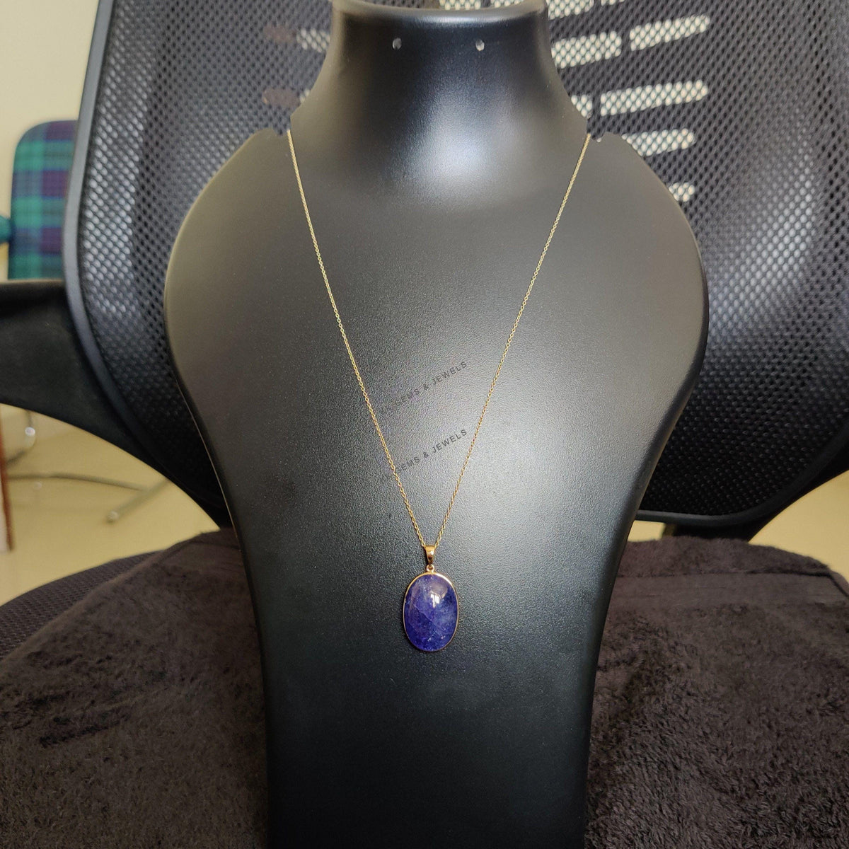 Natural Tanzanite Pendant, 14K Solid Yellow Gold Oval Bezel Pendant, December Birthstone, Christmas Present