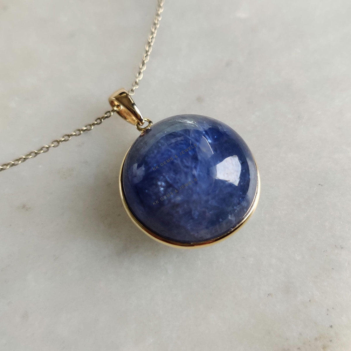 Natural Bi-Color Tanzanite Pendant, 14K Solid Yellow Gold Round Pendant, December Birthstone, Christmas Present