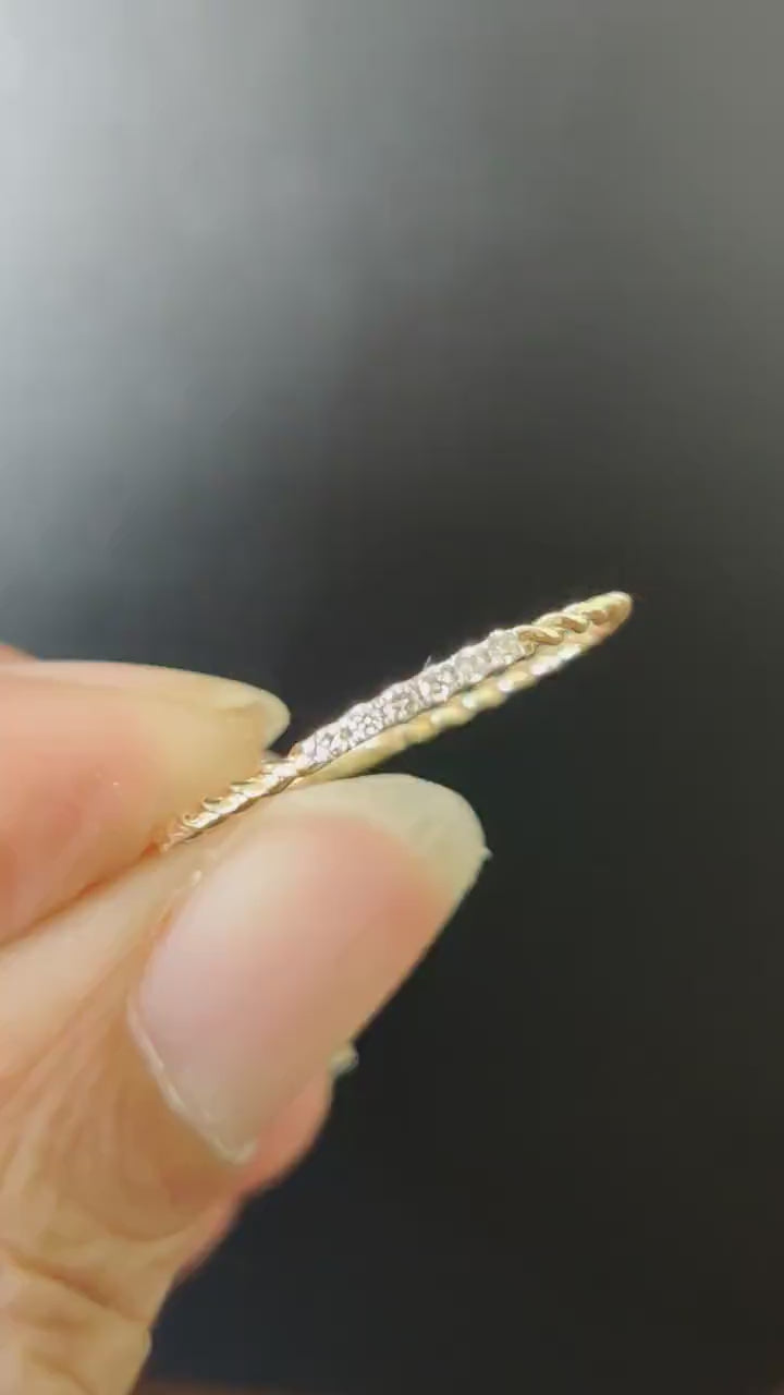 Dainty 14K Solid Gold Natural Diamond Ring, April Birthstone