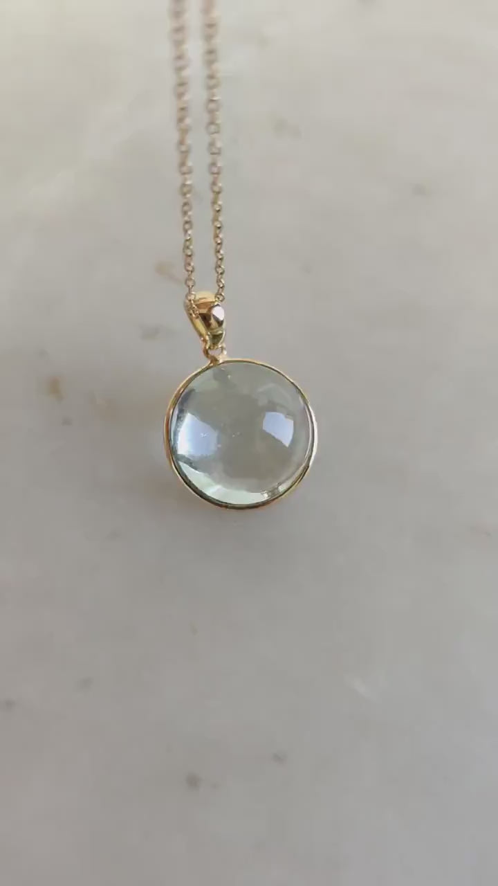 Natural Aquamarine Pendant, 14K Solid Yellow Gold Bezel Pendant, March Birthstone