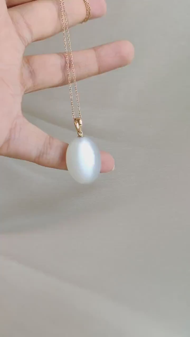 14K Solid Yellow Gold Natural White Moonstone Pendant: June Birthstone Jewelry, Christmas Present