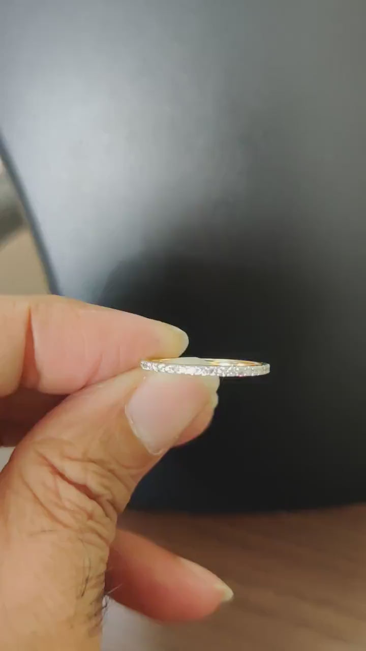 Dainty 14K Solid Gold Natural Diamond Ring, SI Clarity, Anniversary Gift, April Birthstone