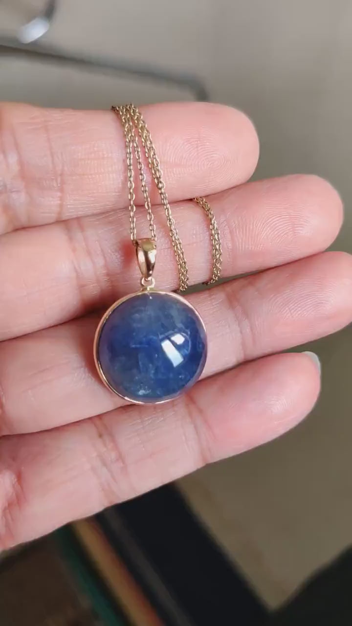 Natural Bi-Color Tanzanite Pendant, 14K Solid Yellow Gold Round Pendant, December Birthstone, Christmas Present